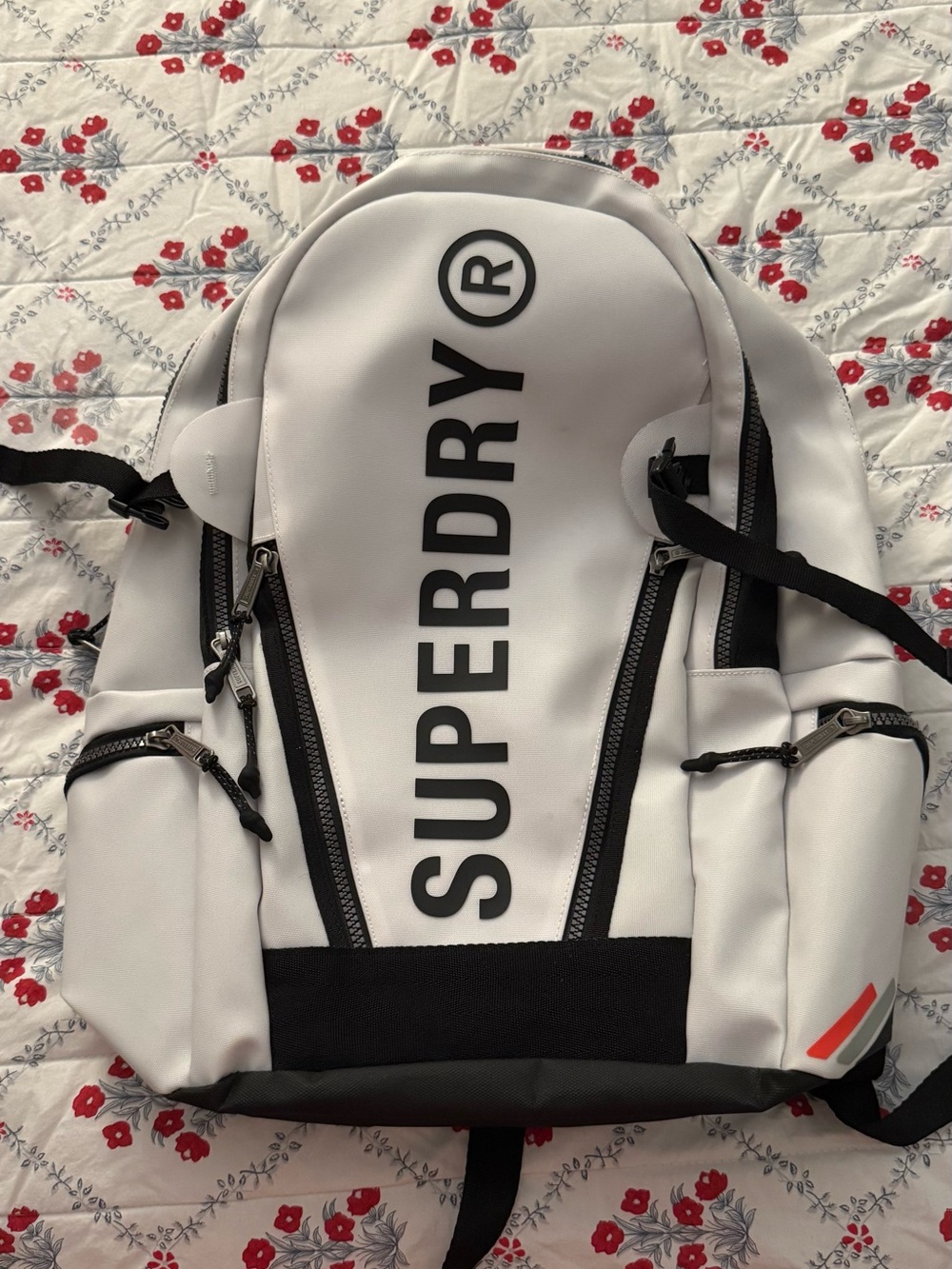 Superdry White Backpack – Bold Logo Daypack